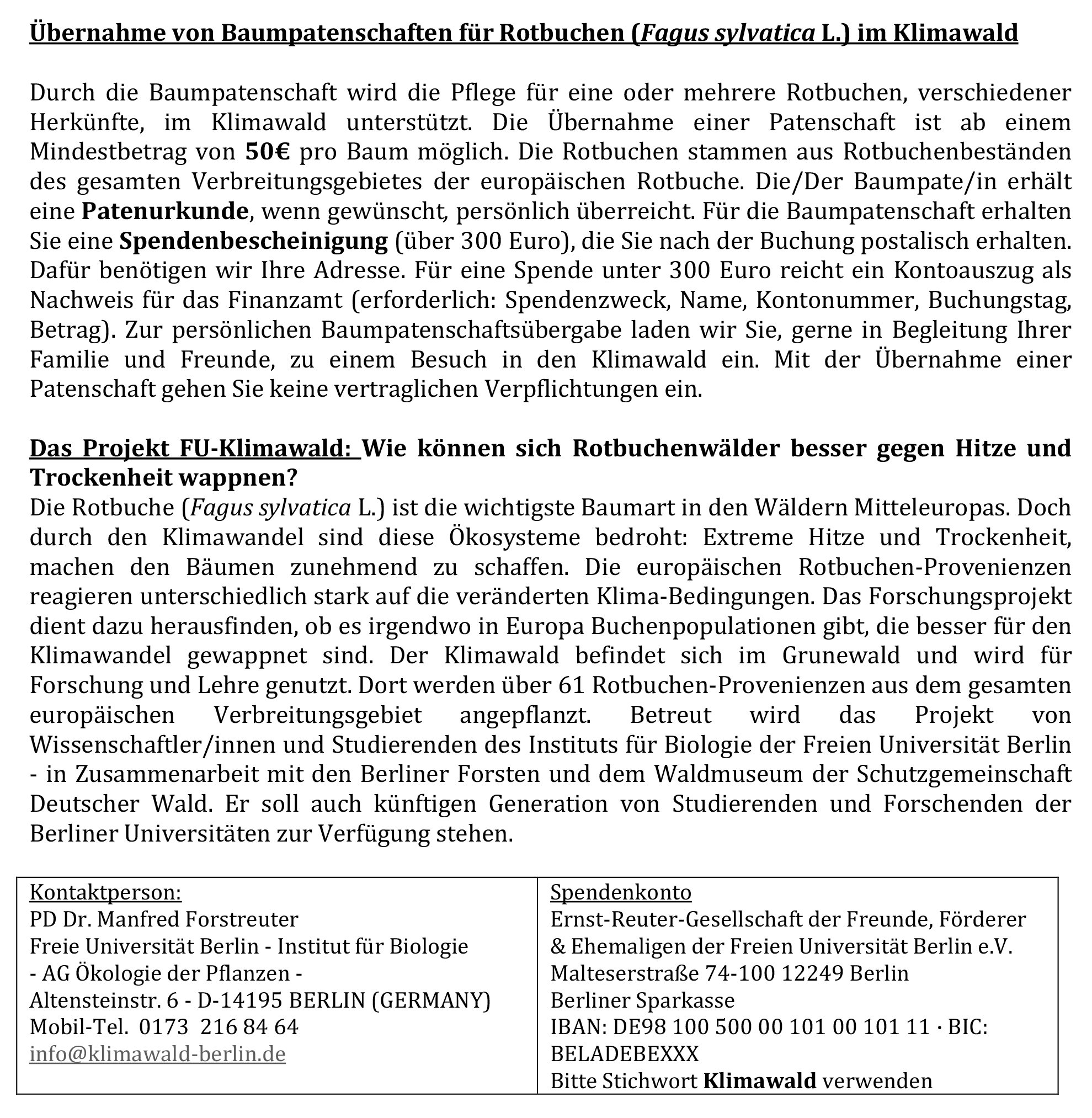 Programm Pflanzaktion